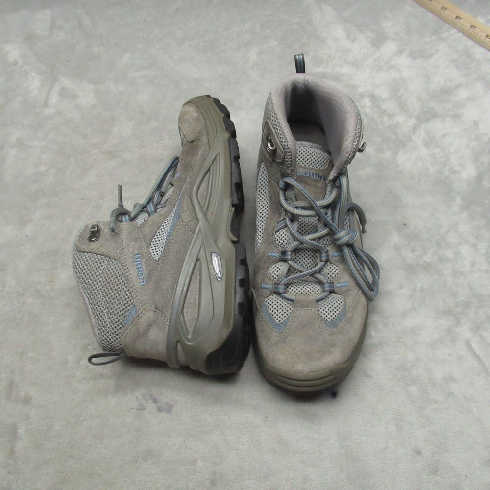 Lowa Womens 9 Hiking Boots Grey Suede Mesh Mid Cut Trail‎ Trek Lace Up Vento QC